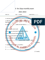 English For Libya Monthly Exam 2021-2022