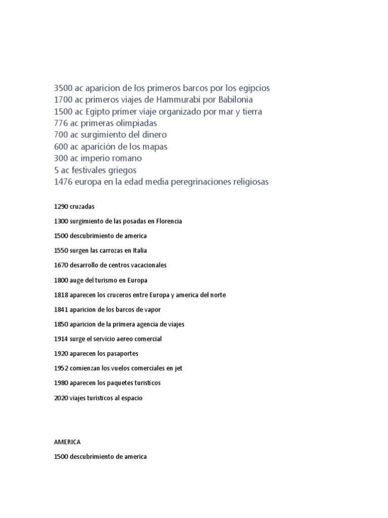 Lineas de Tiempo Del Turismo | PDF | Viajes y turismo | Historia