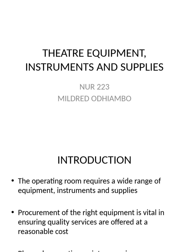 Theatre Equipment Instruments and Supplies | PDF