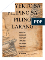 Proyekto Sa Filipino Sa Piling Larang