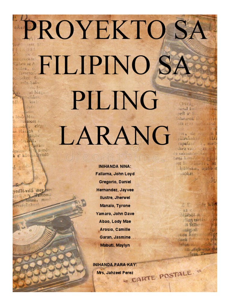 Proyekto Sa Filipino Sa Piling Larang | PDF