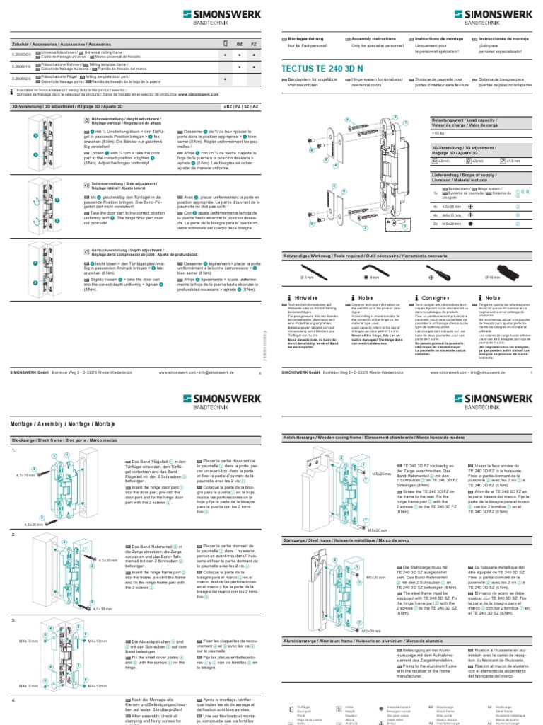 Instructions de montage TECTUS TE 240 3D | PDF