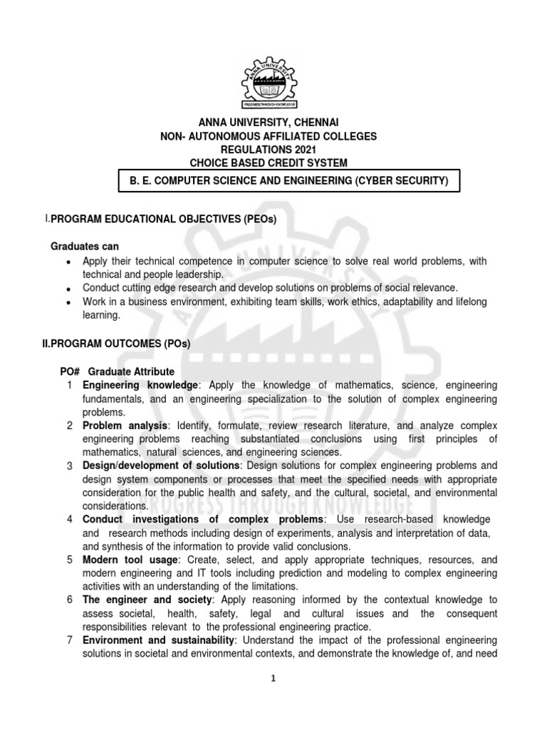 Anna University Cyber Security Curriculum | PDF | Engineering ...