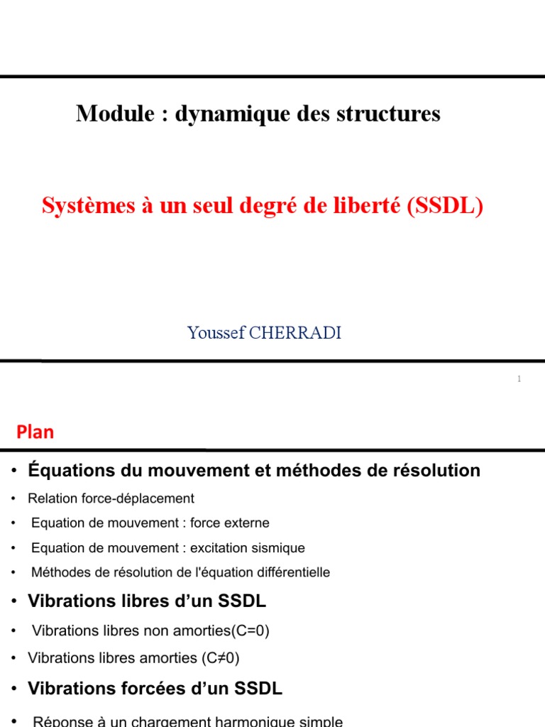 Dynamique des structures : SSDL et vibrations | PDF | Équations | Résonance