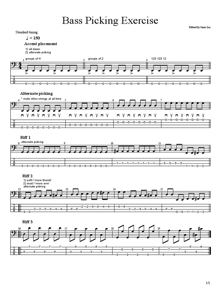 Bass Picking Exercise PDF