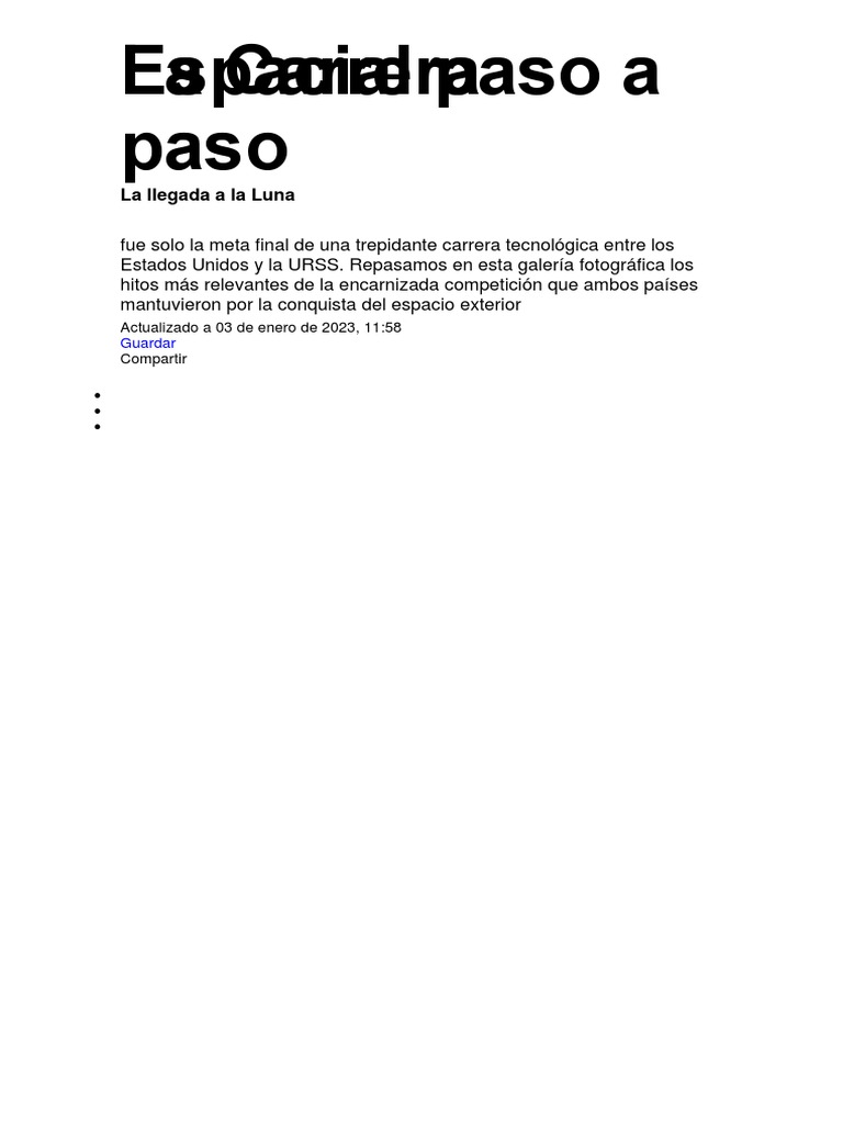 La Carrera Espacial Paso A PDF Nasa Satélite