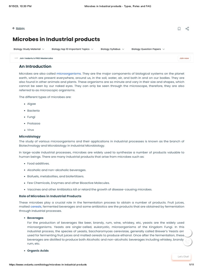 Microbes in Industrial Products PDF Fermentation