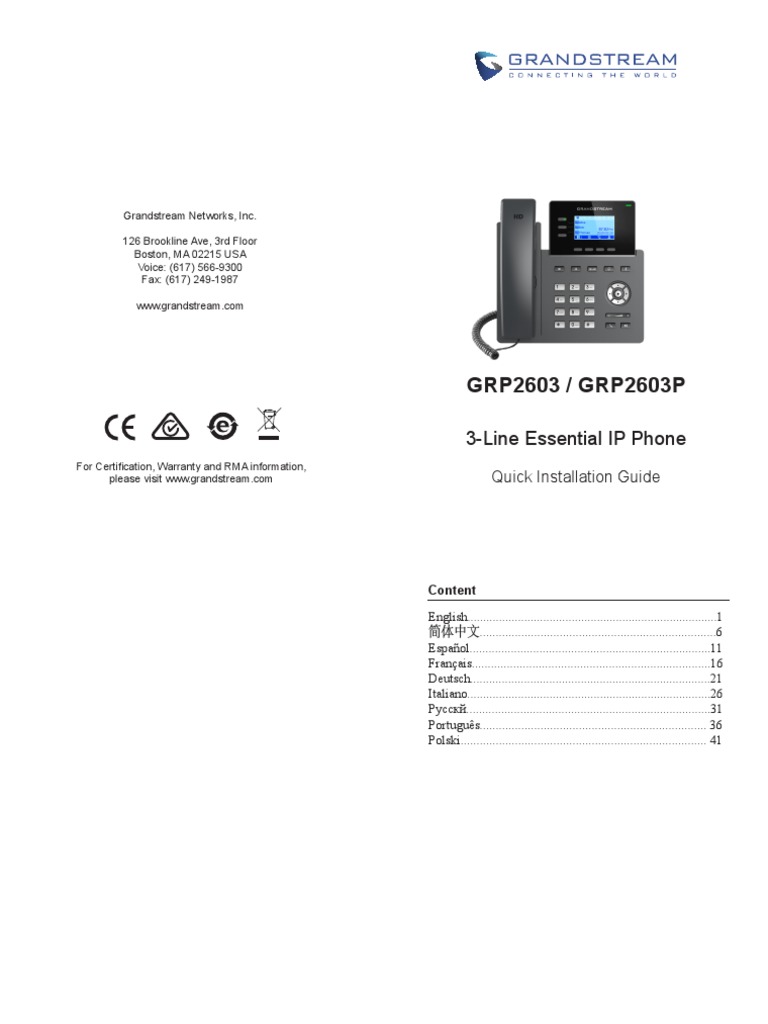 GRP2603/GRP2603P Installation Guide | PDF | Telephone | Session ...