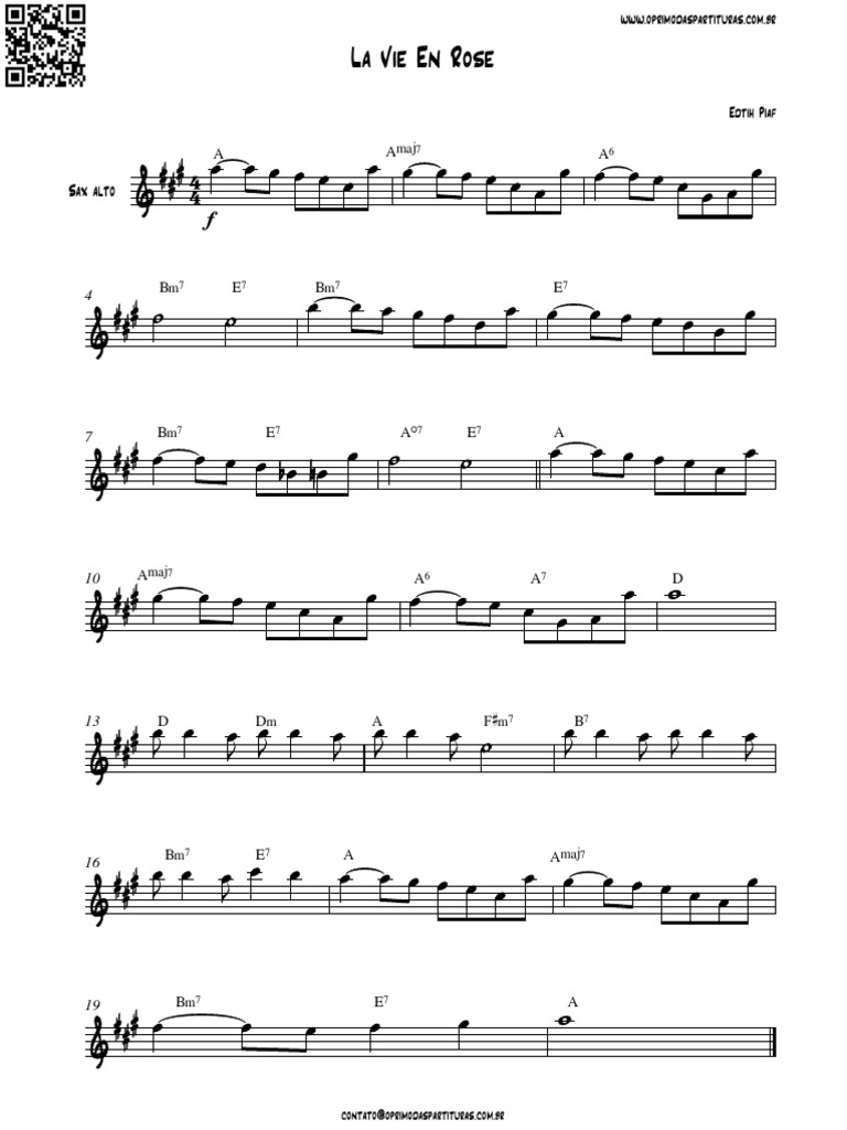 La Vie en Rose Partitura Sax Alto PDF