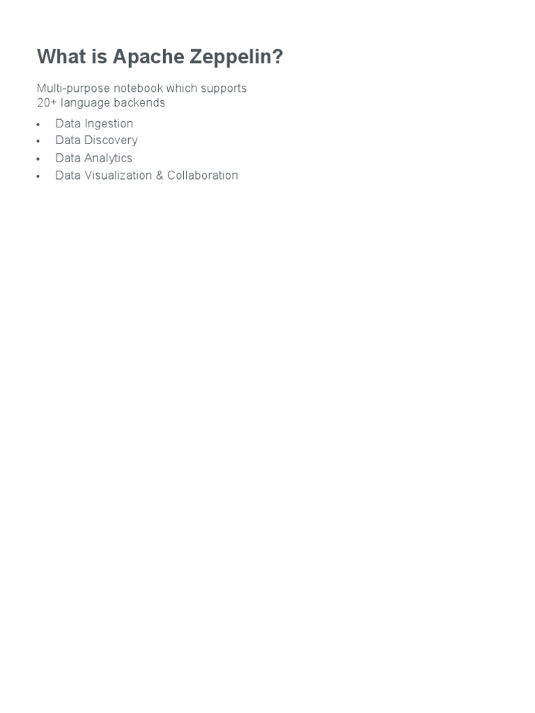 Overview of Apache Zeppelin Features | PDF | Apache Spark | Apache Http ...