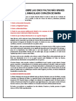 Catequesis Sobre Las Cinco Faltas Más Graves Contra El Inmaculado Corazón de María