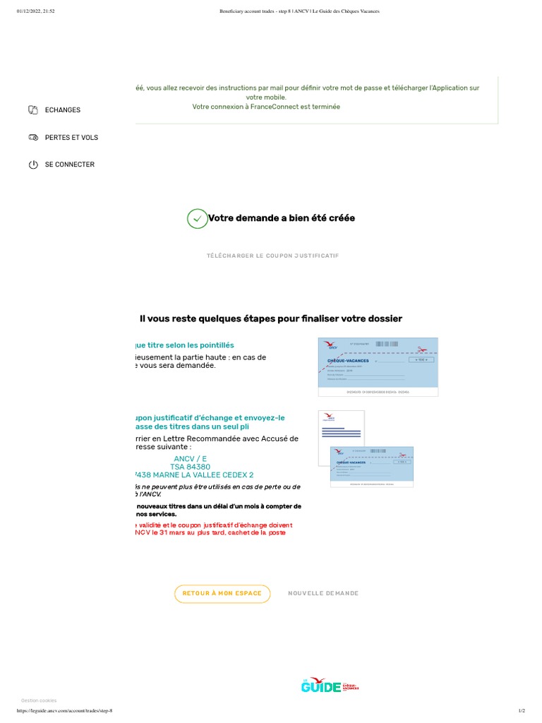 Échanges de Chèques Vacances ANCV | PDF