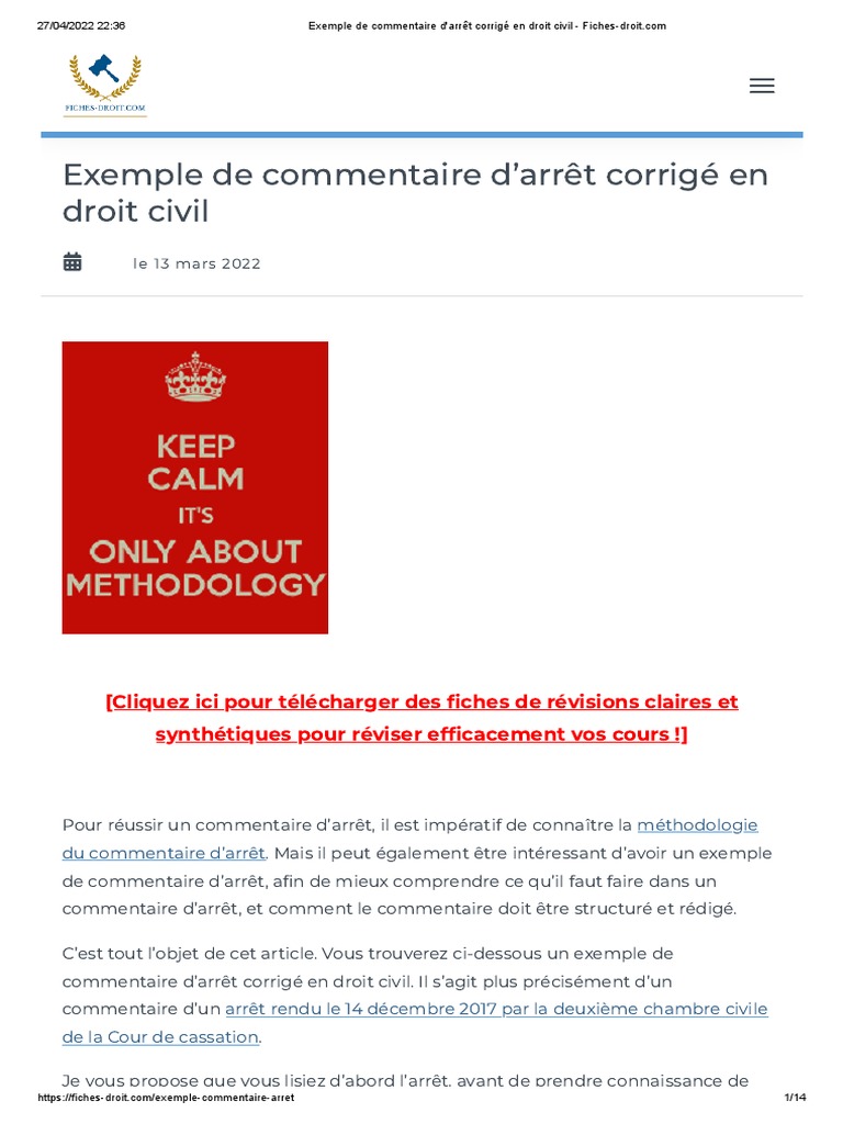 comment faire un bon commentaire d arrêt en droit administratif