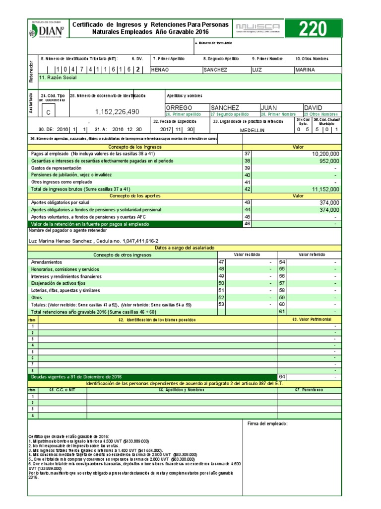 Certificados de Ingresos y Retenciones 2017 | PDF | Pensión