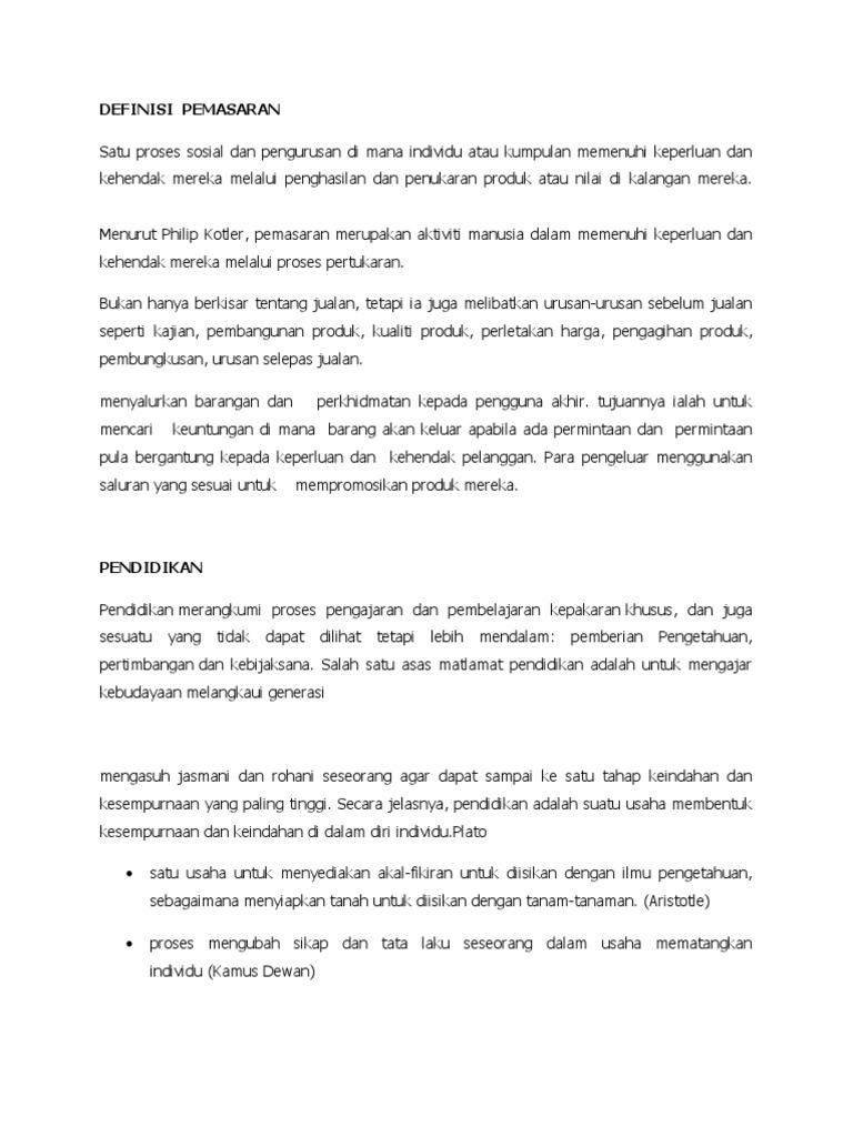 DEFINISI PEMASARAN