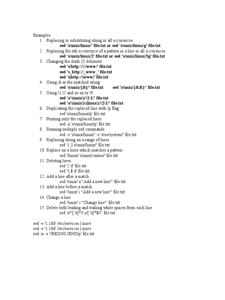 Sed awk commands pdf text file software engineering