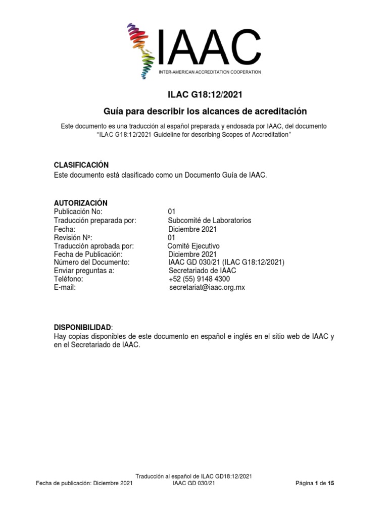 IAAC GD 030 ILAC G18 2021 Traducción Rev01 ESP | PDF | Calibración ...