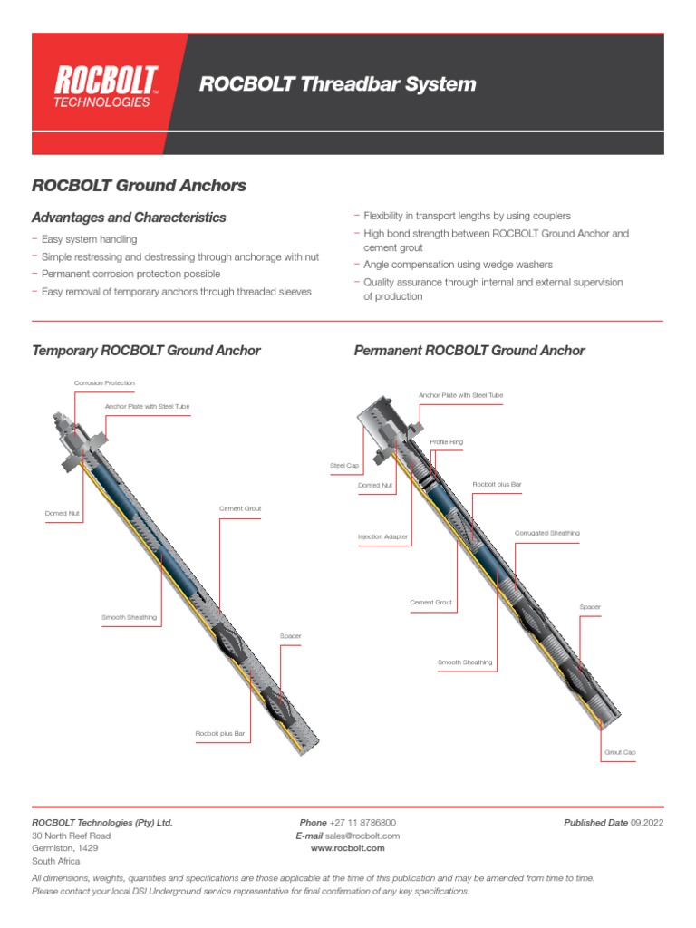 ROCBOLT Ground Anchor Specifications | PDF | Deep Foundation | Physical ...