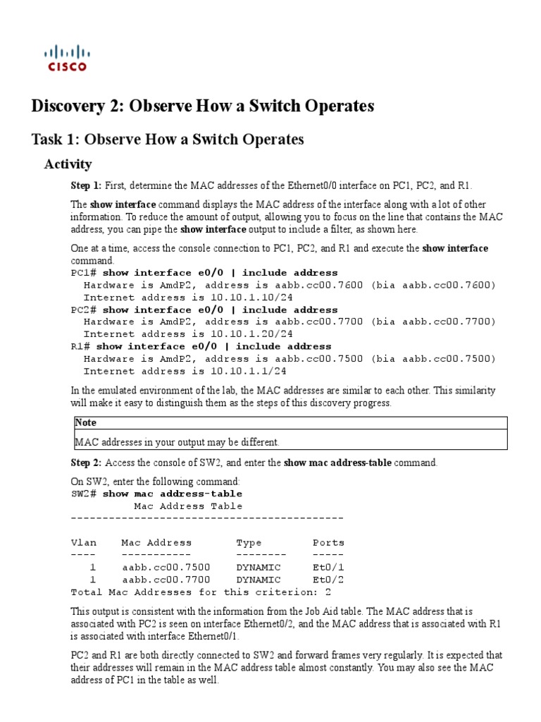 Analyzing Switch MAC Address Tables | PDF | Computer Networking ...