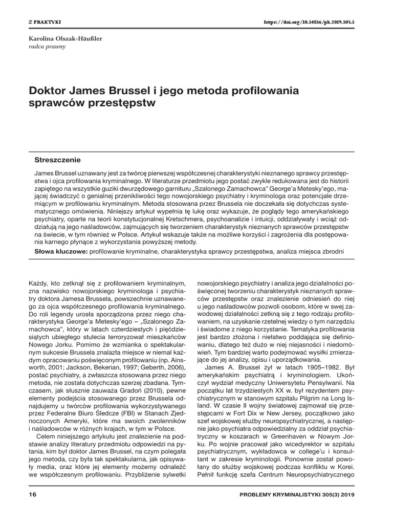 Doktor James Brussel I Jego Metoda | PDF