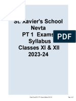 St. Xavier's School Nevta PT 1 Exams Syllabus Classes XI & XII 2023-24
