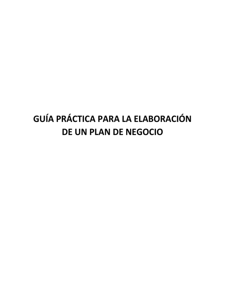 Guia Práctica para La Elaboración de Un Plan de Negocio | PDF