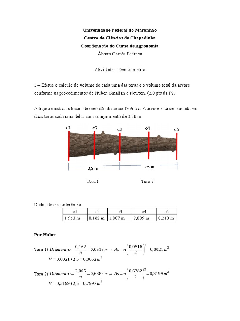 Cálculo de Volume por Método de Smalian | PDF | Árvores | Plantas