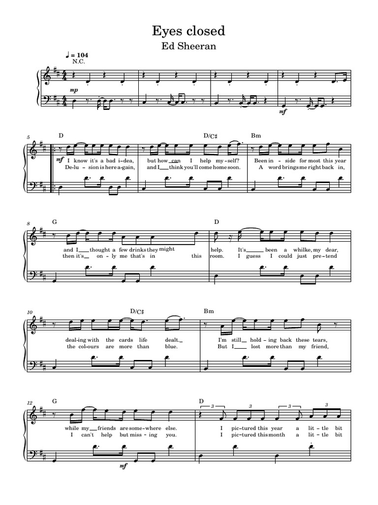 Eyes Closed Ed Sheeran PDF