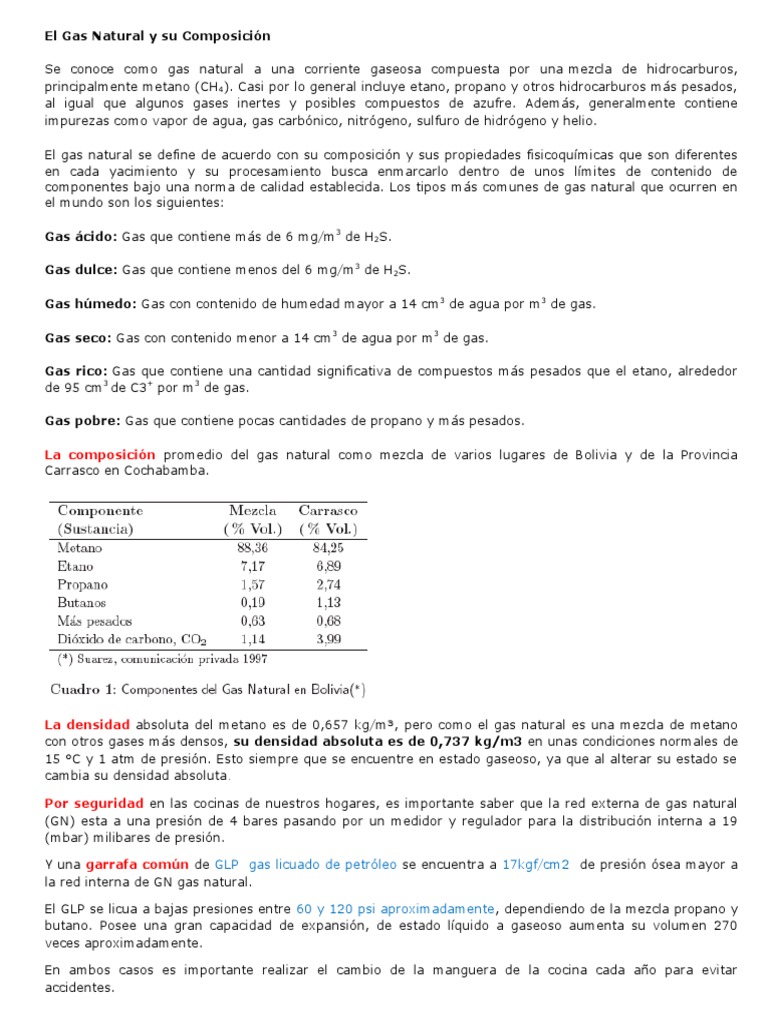 Composición y Tipos de Gas Natural | PDF