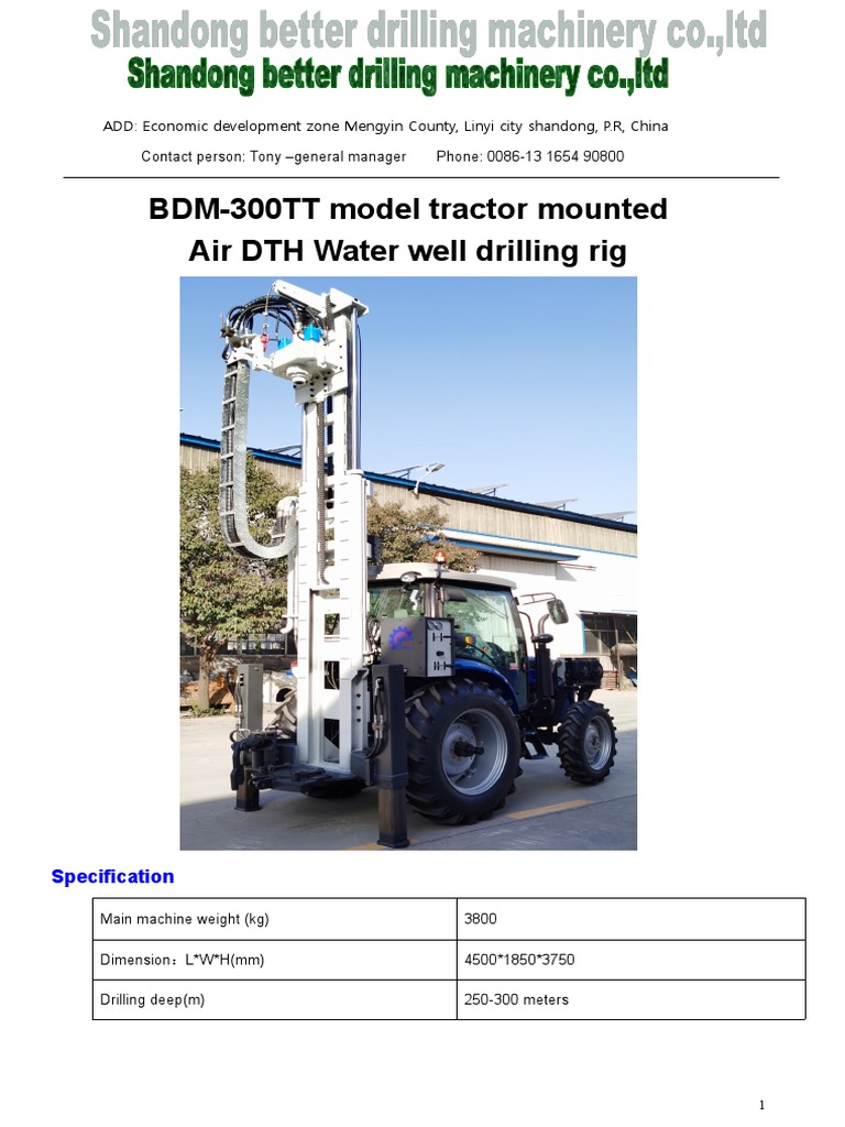 BDM-300TT Drilling Rig Specifications | PDF