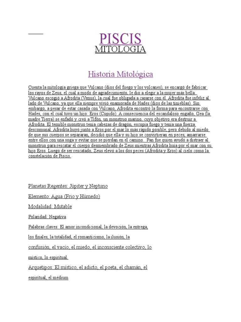 Mitos y características del signo Piscis | PDF | Afrodita | Eros