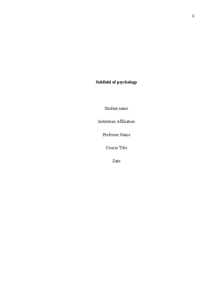 Subfields of psychologyedited pdf psychology health psychology