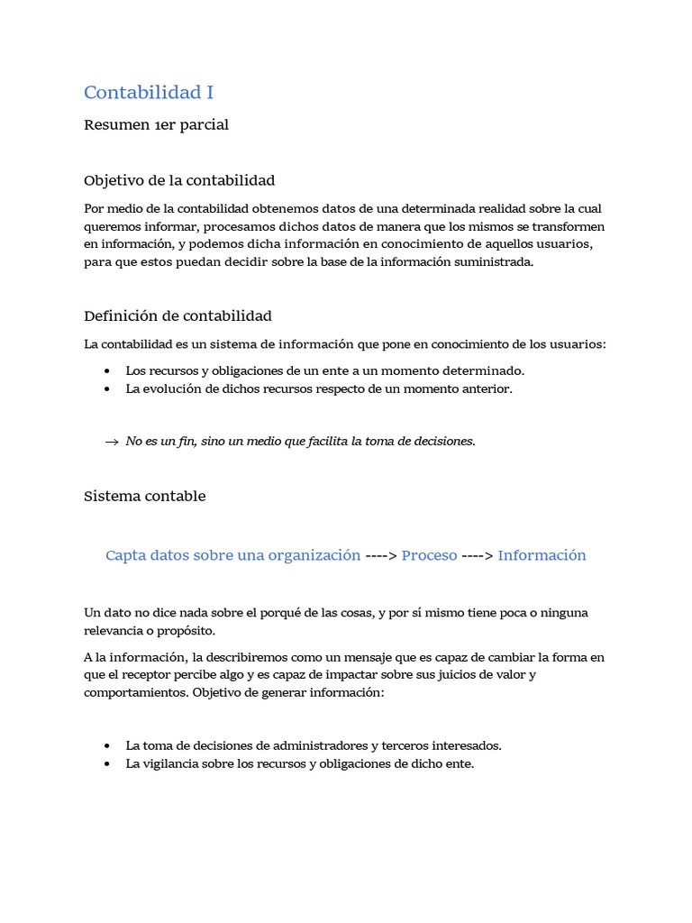Contabilidad I - Primer Parcial | PDF | Finanzas y dinero