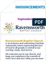 Ravensworth Baptist Church Announcements, September 18, 2011