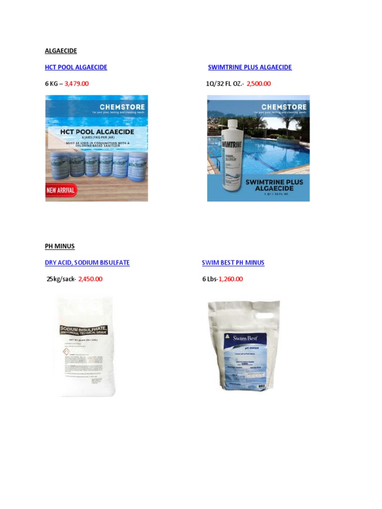 Pool Items Algaecide - PH Minus - Copper Sulphate | PDF | Wellness