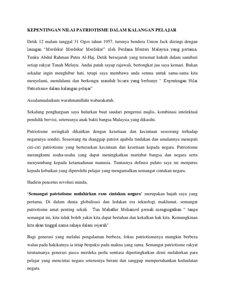 Pidato Semangat Patriotisme Pdf