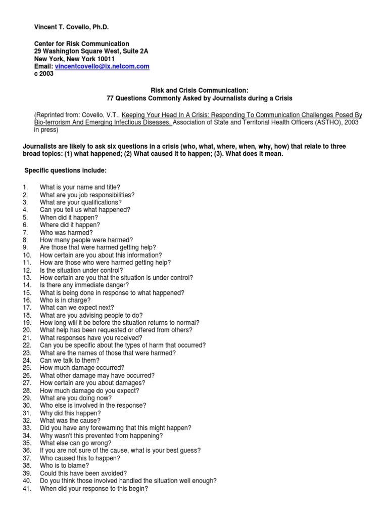 77 questions commonly asked by journalists during a crisis pdf