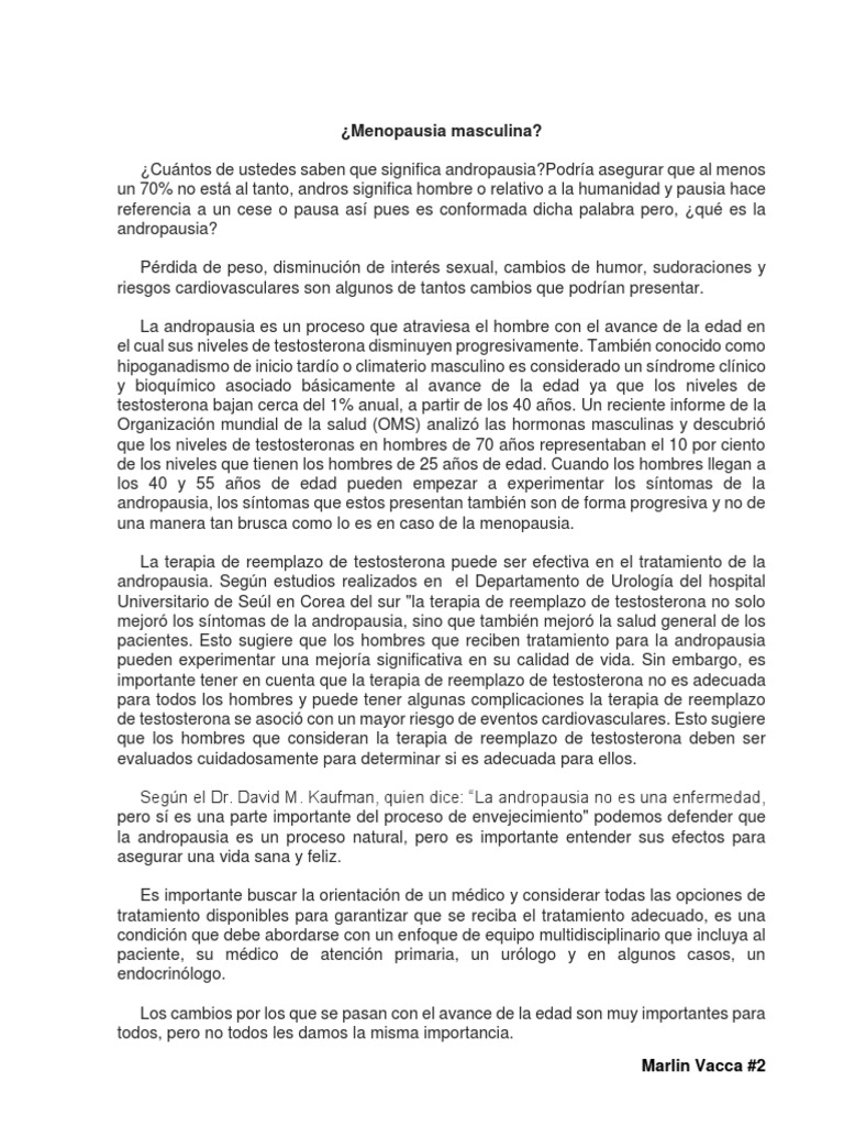 Menopausia Masculina | PDF | Causas de la muerte | Salud pública