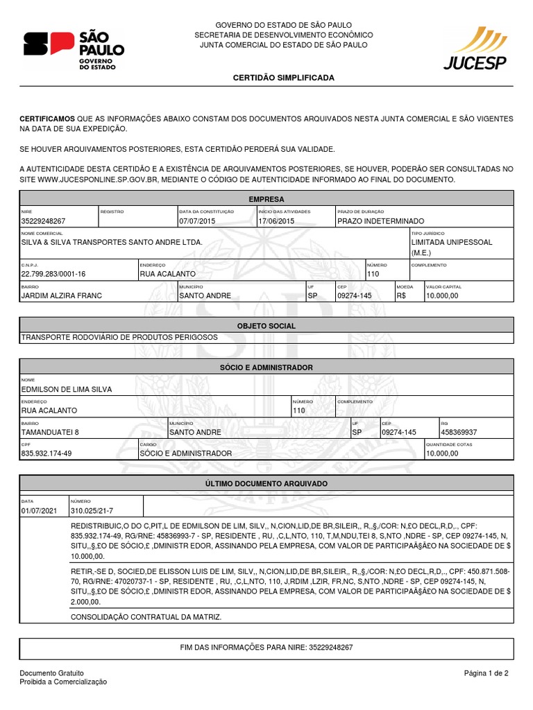 Certid o Simplificada PDF