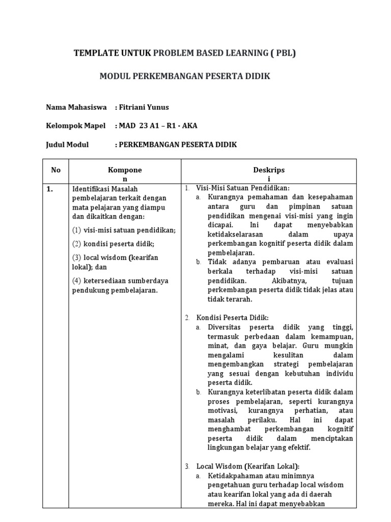 Template Untuk Problem Based Learning | PDF