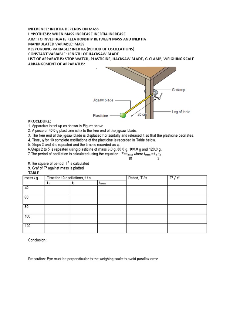 Inertia Mass Experiment Pdf