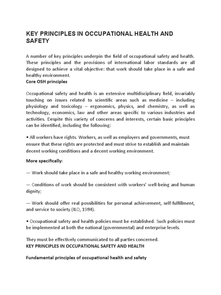 Key Principles of Occupational Safety | PDF | Occupational Safety And ...