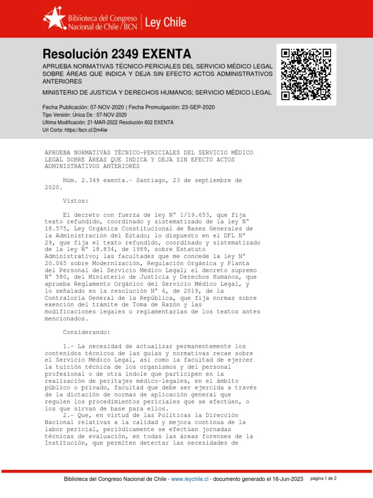 Resolucion 2349 EXENTA - 07 NOV 2020 | PDF | Gobierno | Justicia