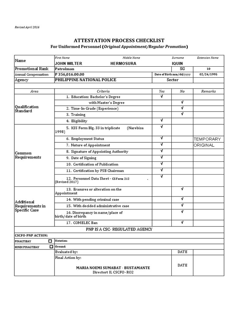 PNP Attestation Process Checklist | PDF | Government