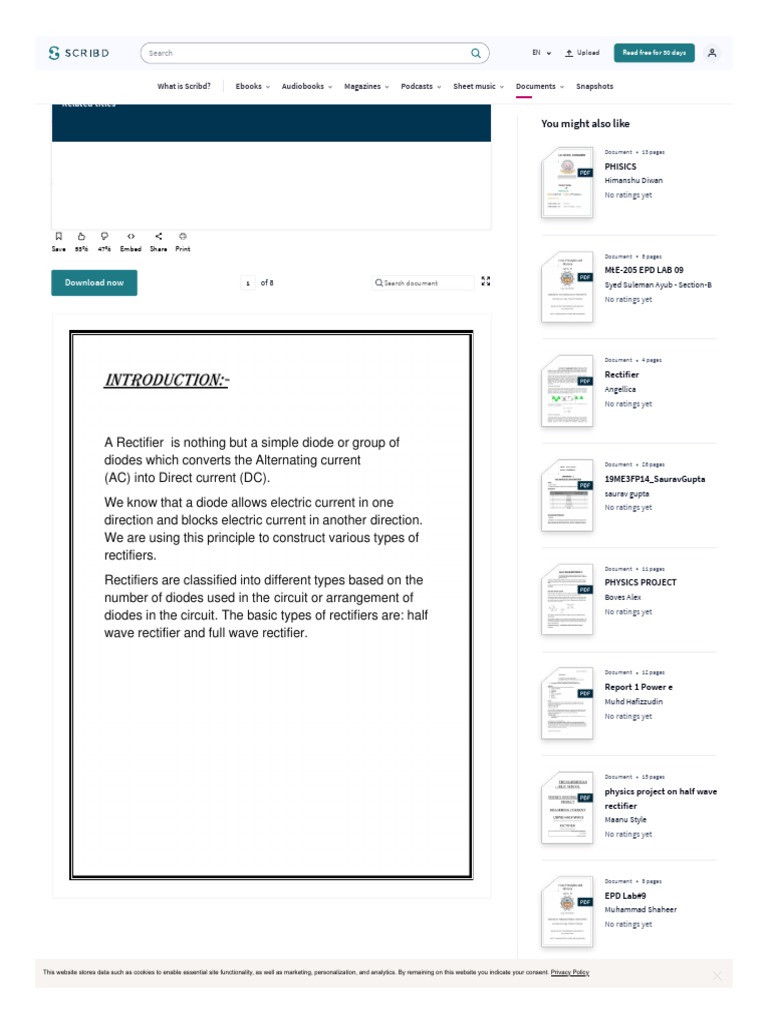 WWW Scribd Com Document 437678240 Half Wave Rectifier Project PDF