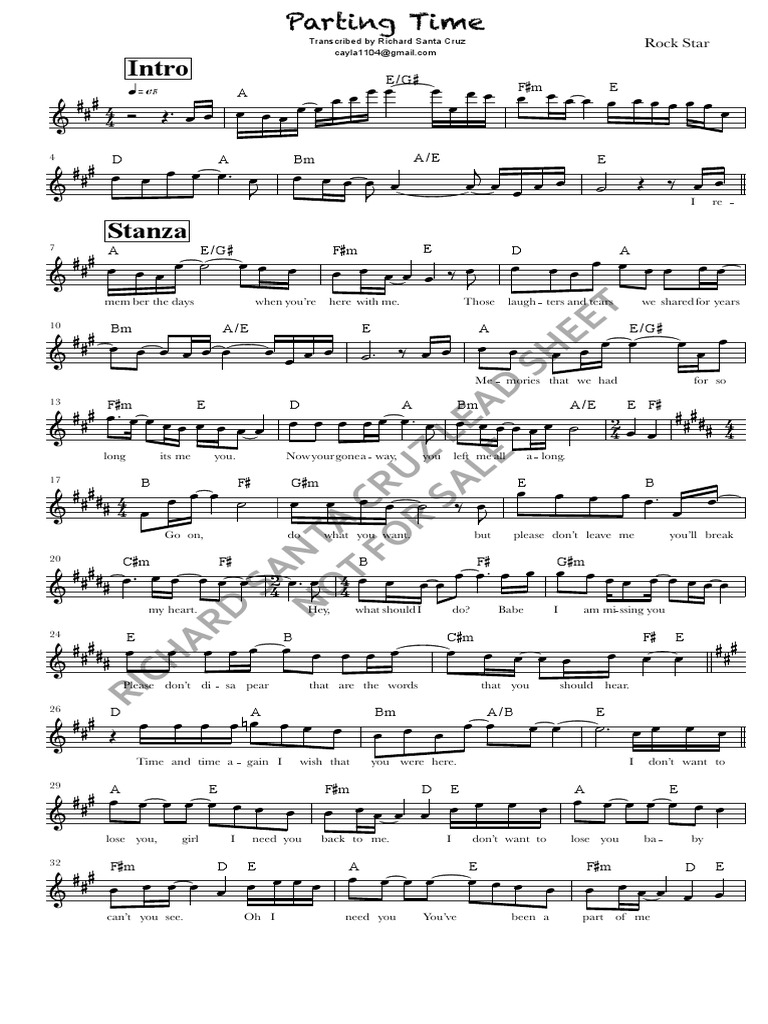 Parting Time: Lyrics and Chords | PDF