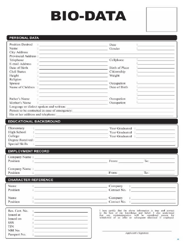 Bio Data | PDF