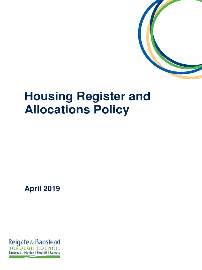 Housing Register and Allocations Policy2019April Accessible PDF