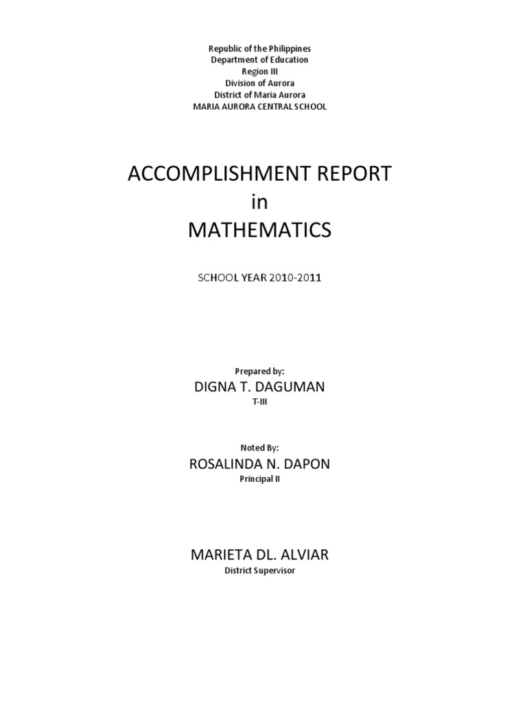 2010-2011 Math Accomplishment Report | PDF | Curriculum | Traditions