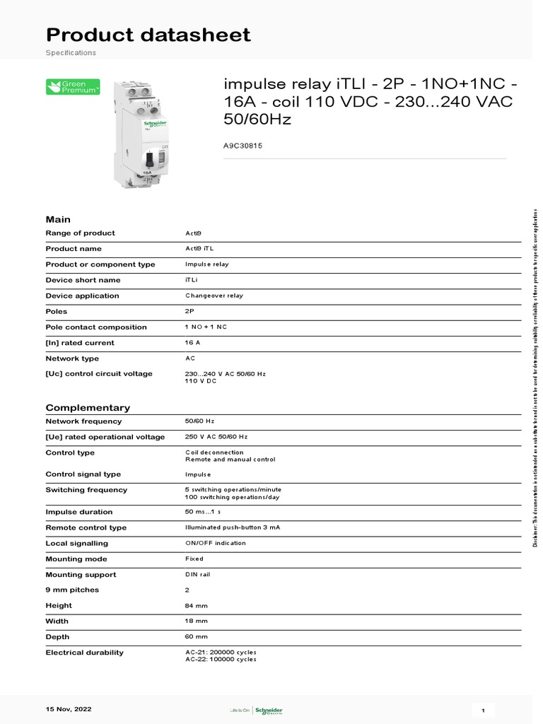 Acti 9 iTL - A9C30815 | PDF | Relay | Alternating Current